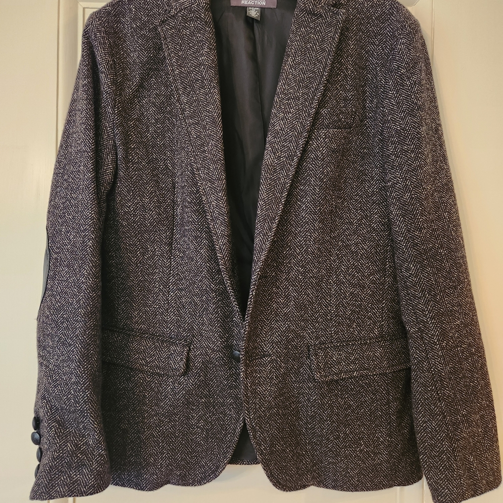 Kenneth Cole Charcoal Herringbone Blazer